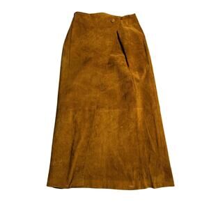 Vintage Cedars Leather Skirt Women's 10 Maxi Wrap